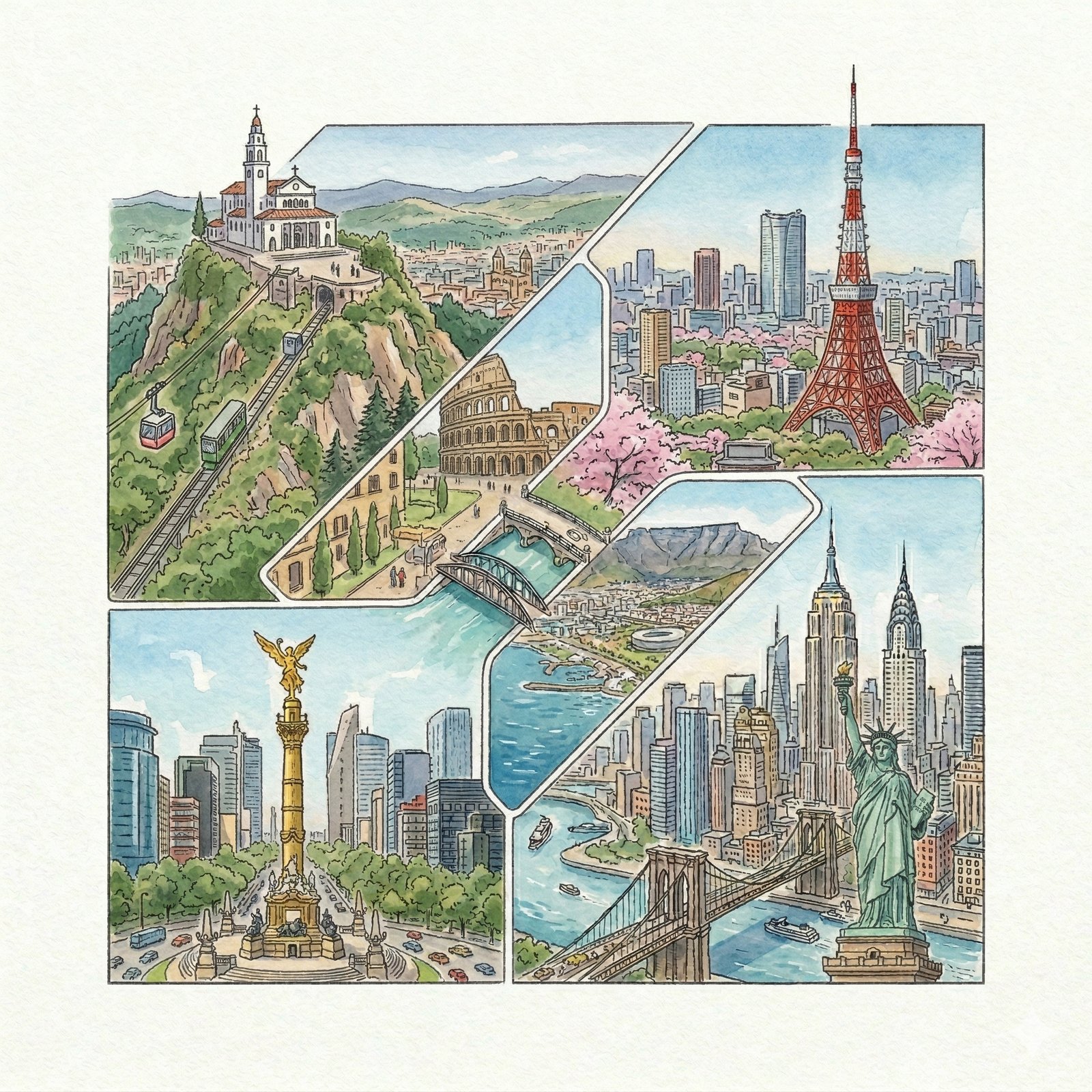 Bogota - CDMX - New York - Roma - Tokyo - Sudafrica - Space Journey City Experiences Logo v3